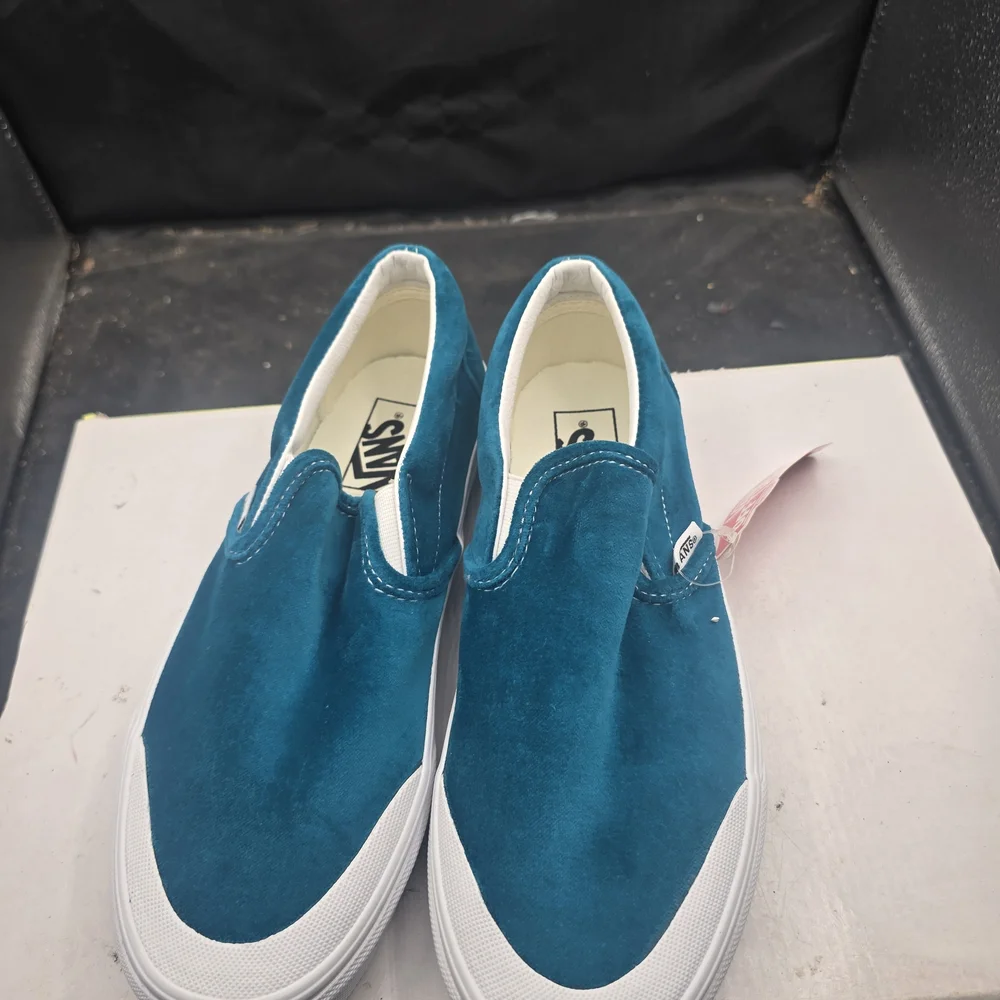 Vans Blue‎ and White Classic Slip-On Shoes